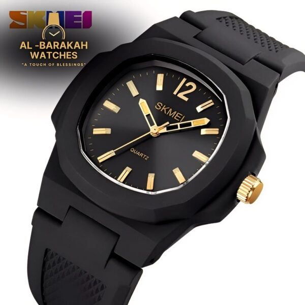 Skmei Black & Gold Quartz Watch For Men